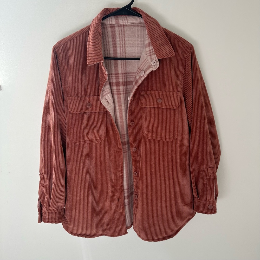 Love Tree Terracotta Corduroy Reversible Jacket